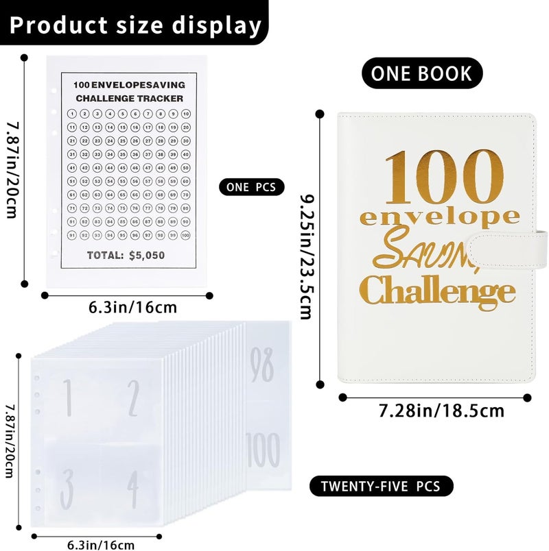 NICOOTH 100 Envelopes Money Saving Binder A5 Savings Challenge Book Easy and Fun Way to Save $5050 - Image 2